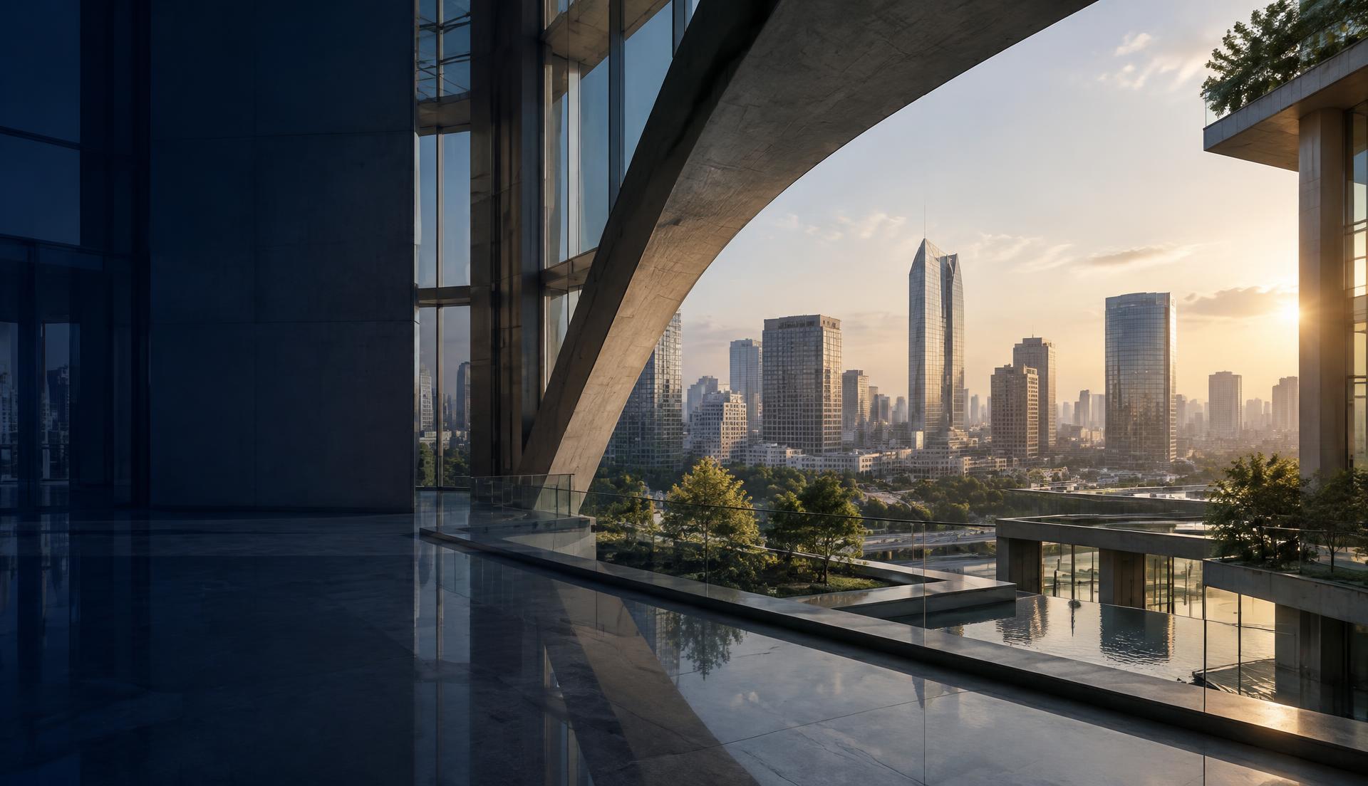 Architecture contemporaine ouverte sur une métropole économique